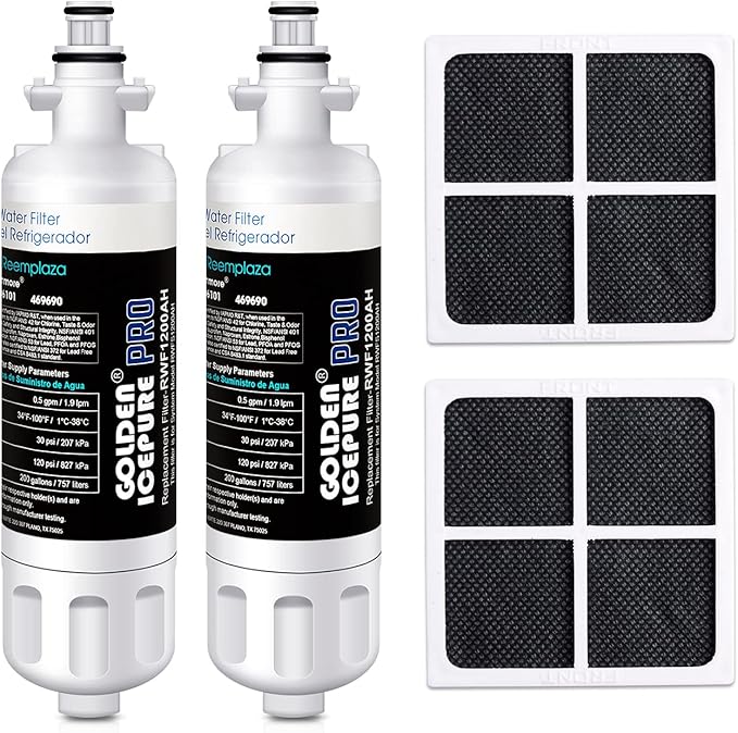 GOLDEN ICEPURE LT700P Replacement for 469690, ADQ36006101, ADQ36006102, LFX31945ST, LFX31925ST, LFX30766S, LFXC24726, LFXS24623, LSFXC2476S RWF1200 and Air Filter LT120F, 2Pack