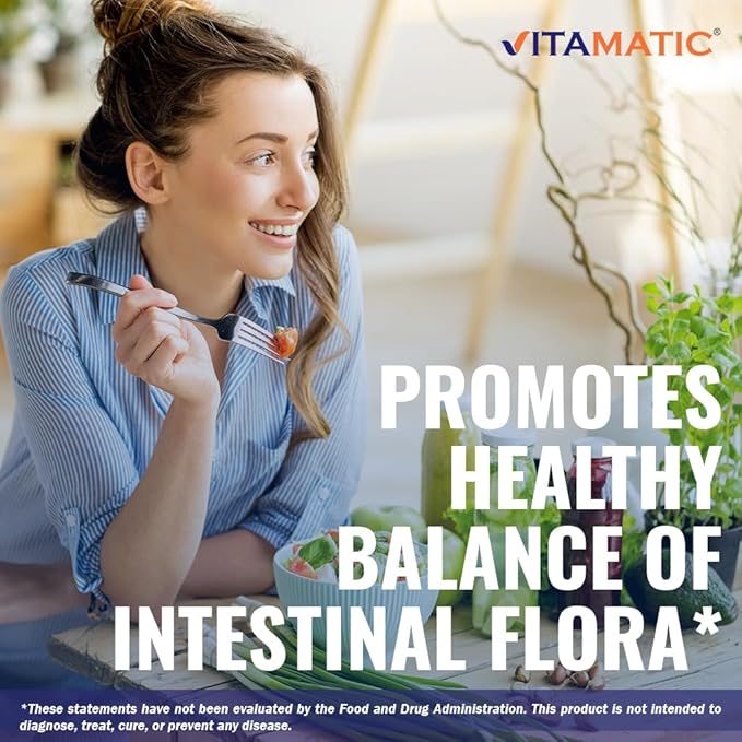 Vitamatic Saccharomyces Boulardii Probiotic 10B per Serving + Yeast Extract (MOS Yeast Fraction) 300 mg - 60 DR Capsules - Made in The USA