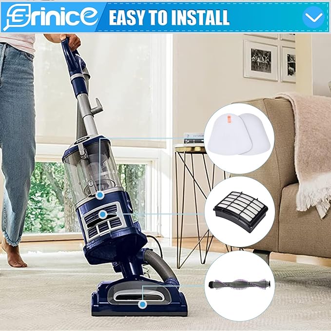 Filter Brush Roller Kit for Shark Navigator Lift Away Vacuum NV350 NV351 NV352 NV355 NV356 NV356E NV357 NV358 NV360 UV440 Replacement Parts, 1 HEPA Filter + 2 Foam & Felt Filter + Brush Roller