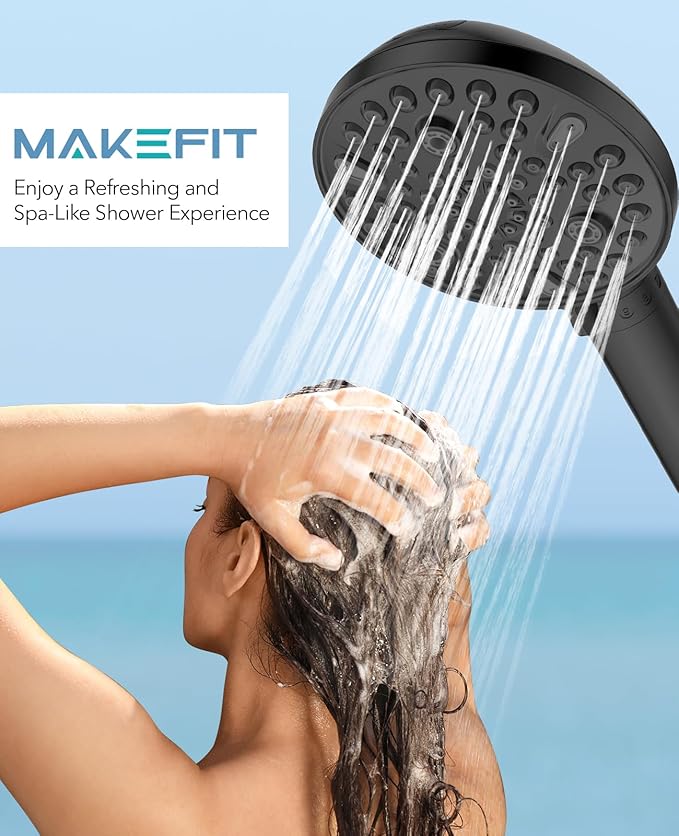 Handheld Shower Head with Filter Matte Black - High Pressure 10 Spray Modes Filtered Shower Head with Hose, Bracket and Hard Water Shower Filters to Remove Chlorine and Heavy Metals