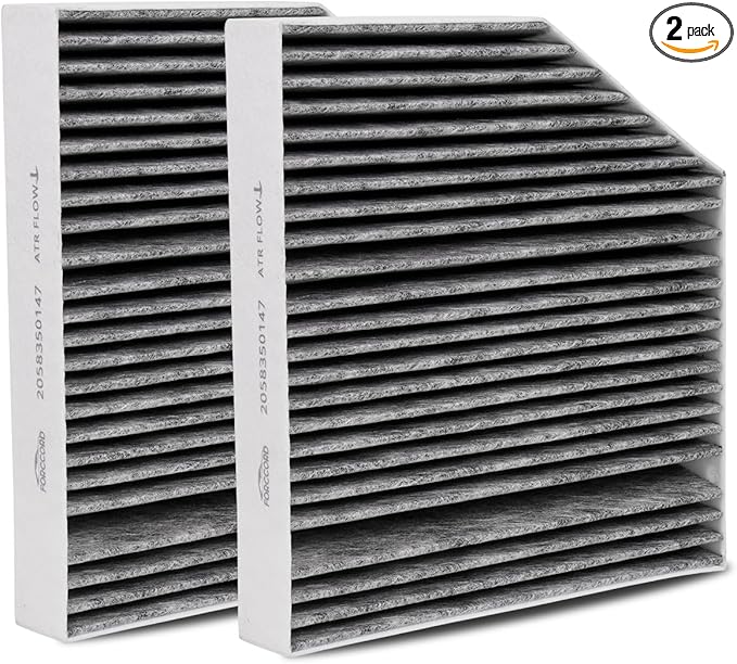 2-PACK HEPA Cabin Air Filter Fits for Mercedes-Benz C300, C400, E300, E400, E450, GLC300, GLC350e, C43 AMG, C63 AMG, G550, CLS450, E63 AMG, G63 AMG Activated Carbon Replacement 2058350147