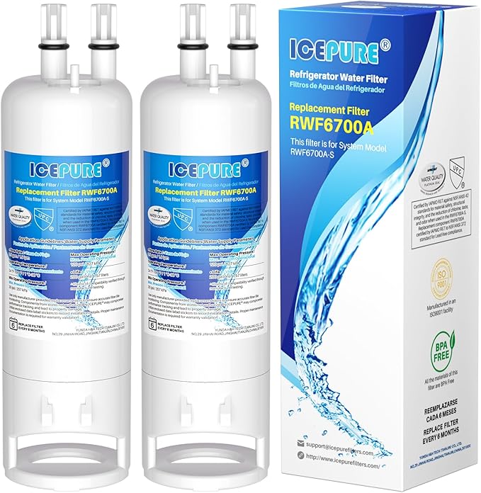 ICEPURE W10295370A Refrigerator Water Filter Replacement for EDR1RXD1, Everydrop® Filter 1, WHR1RXD1, EDR1RXD1B, KAD1RXD1, P4RFWB, 46-9081, 46-9930, 2Pack