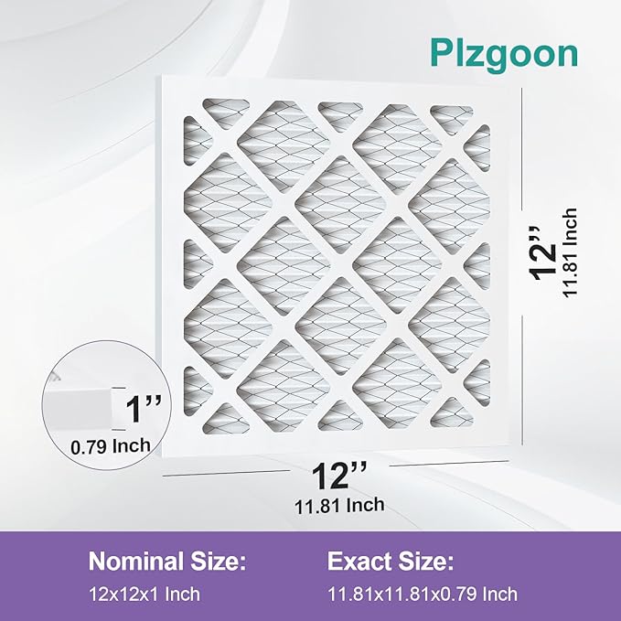 12x12x1 Air Filter MERV 11 MPR 1000 (4 Pack) Pleated HVAC AC Furnace Air Filter Air Conditioner Filters for Home Office (Exact Dimensions: 11.81"L x 11.81"W x 0.79"Th)