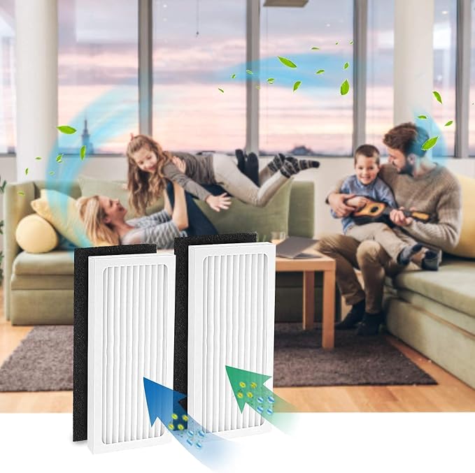 2 Pack 04383 04384 Replacement Filter Compatible with Hamilton Beach 04383 Air Purifier 04384 04385 04386A HEPA Filter Replacement, Replace Part # 990051000