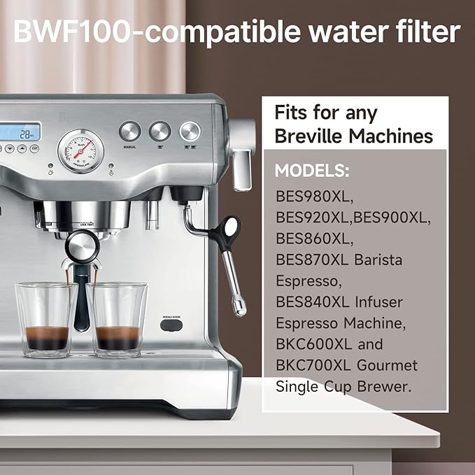 ICEPURE Coffee Machine Water Filter Replacement for Breville BWF100 BWF100NA BES980XL BES920XL BES900XL BES860XL BES870XL Barista Espresso, BES840XL BKC600XL BKC700XL, 12PACK