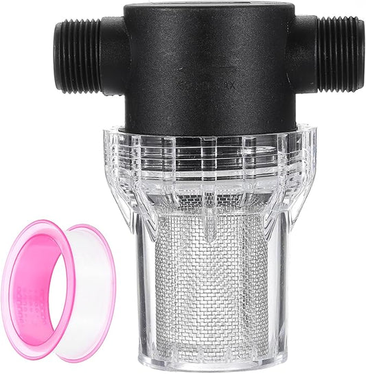 uxcell Pressure Washer Filter 3/4" NPT Female Thread, Inline Mesh Strainer Attachment, Outlet for Pipe Strainer, Stainless Steel Screen with Sealant Tape (Size:20 Mesh)