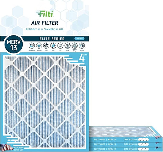 FILTI 14x24x1 Air Filter MERV 13 | Pleated Home Air Filter | HVAC AC Furnace Filter MADE IN USA (4 Pack)