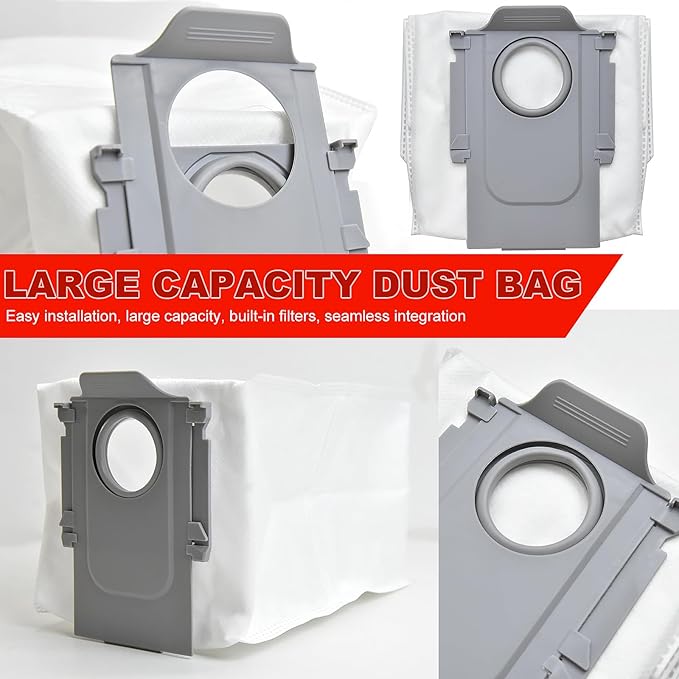 Accessories Replacement Parts Compatible with Roborock Saros 10R Robot Vacuum Cleaner, 4 Rubber Main Brush, 6 Filters, 6 Dust Bags, 8 Mop Pads, 6 Side Brushes