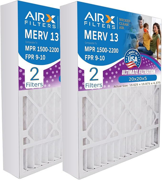AIRX FILTERS WICKED CLEAN AIR. 20x20x5 Air Filter MERV 13 Compatible with Honeywell FC100A1011 Furnace Filter 2 Pack