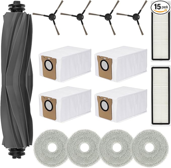 15 PCS Accessories Kit for Dreame L20 Ultra/ L30 Ultra Robot Vacuum Cleaner, Replacement Parts Main Brush, Side Brush, Washable Filter, Mop pads, Dust Bag