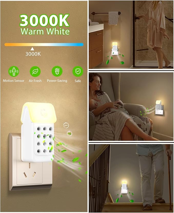 ySky Plug In Air Purifier for Home(3Packs), Negative Ion Air purifiers with LED Motion Sensor Night Light,Quiet Mini Air Ionizers for home,Bathroom,Bedroom,Portable Air ionizer for Odor,Pet smell