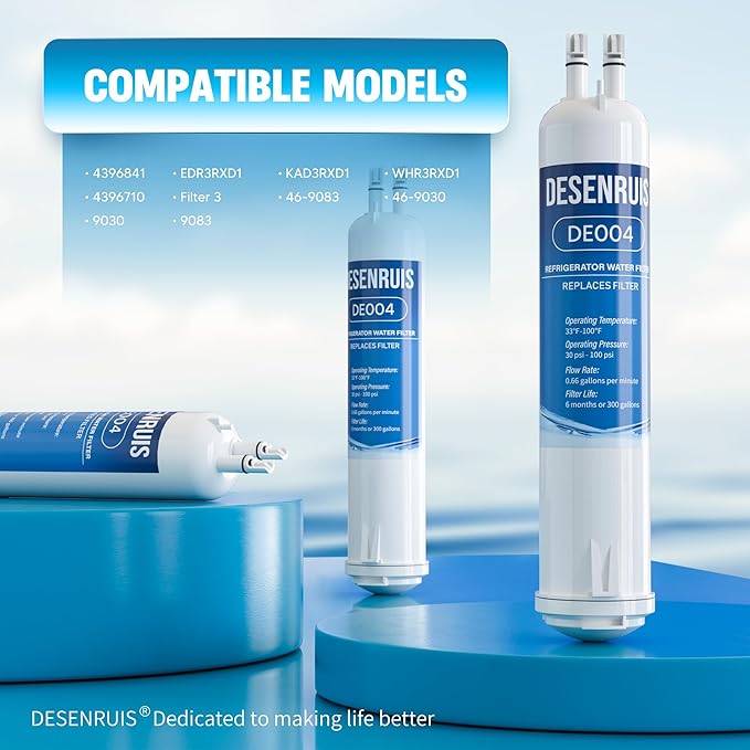4396841 Replacement for EDR3RXD1, Filter 3, KAD3RXD1, WHR3RXD1, Compatible with Kenmore 46-9083,46-9030, 9030, 9083 Water Filter, Pack of 3, By DESENRUIS