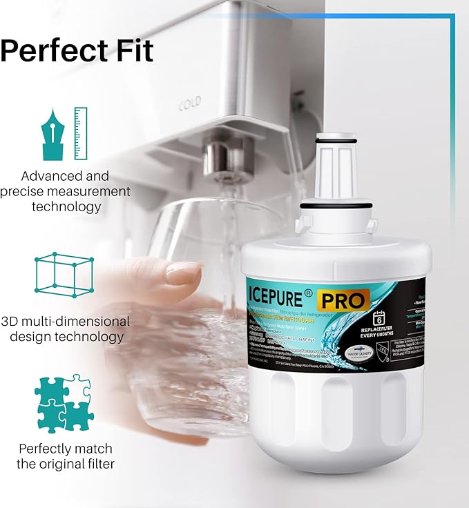 ICEPURE DA29-00003G Remove PFOA&PFOS, NSF/ANSI 401&473&53&42&NSF/ANSI/CAN 372 Water Filter, Replacement for Samsung DA29-00003A, Aqua-Pure Plus DA29-00003B, HAFCU1, RF267AERS, HDX-FMS-1, 3PACK