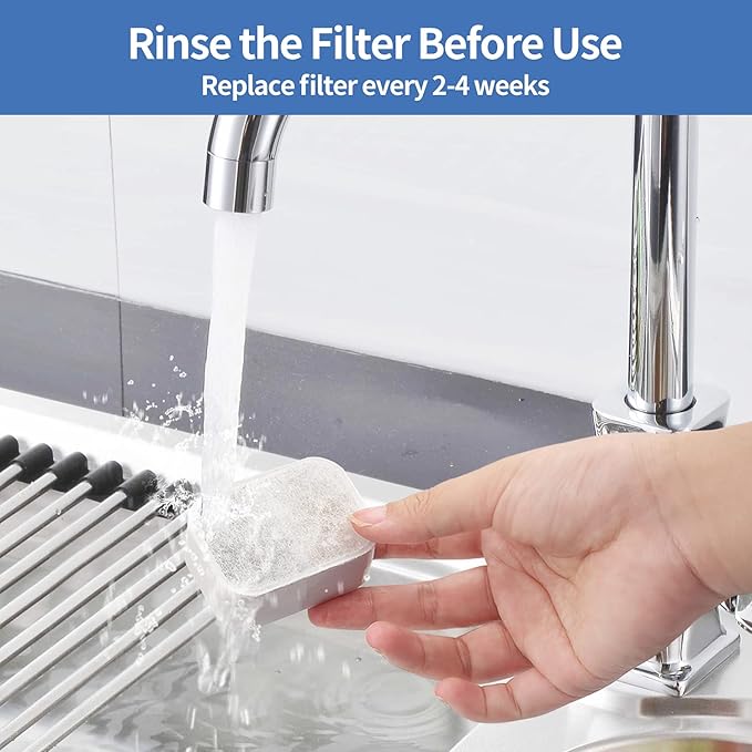 10 Pack Cat Water Fountain Replacement F-ilters, 8 Pack Pet Fountain Replacement F-ilters and 2 Pack Foam Filters for Tritone/Fiumi Ceramic Pet Lotus Ceramic Pet Drinking Fountain