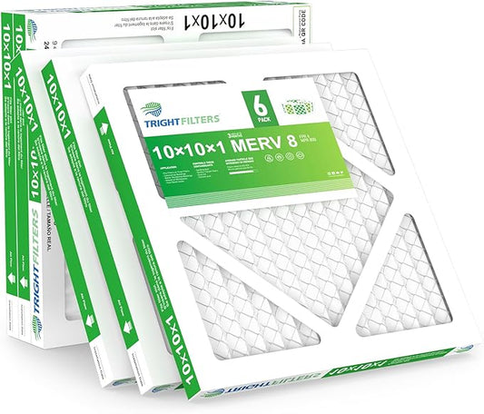 10x10x1 Air Filter 6 Pack, Durable MERV 8 Pleated Home HVAC AC Furnace Filters, Lightweight Compact Air Conditioner Filter Replacement