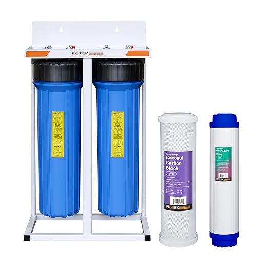 Rotek Water Systems Whole House Water Filtration System | 2-Stage Water Filter System | SED & KDF| Clean Drinking Water | Sediment & Carbon Filter | 20 Inch