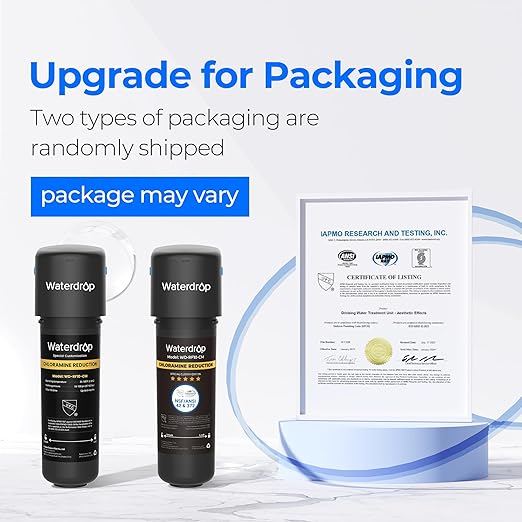 Waterdrop 10UB-CM 6 Months Under Sink Water Filter (Include: System+ 𝐅𝐚𝐮𝐜𝐞𝐭) for 99% Chloramine Reduce- Ideal for California, Florida and Washington- NSF/ANSI 42 Certified- with Faucet