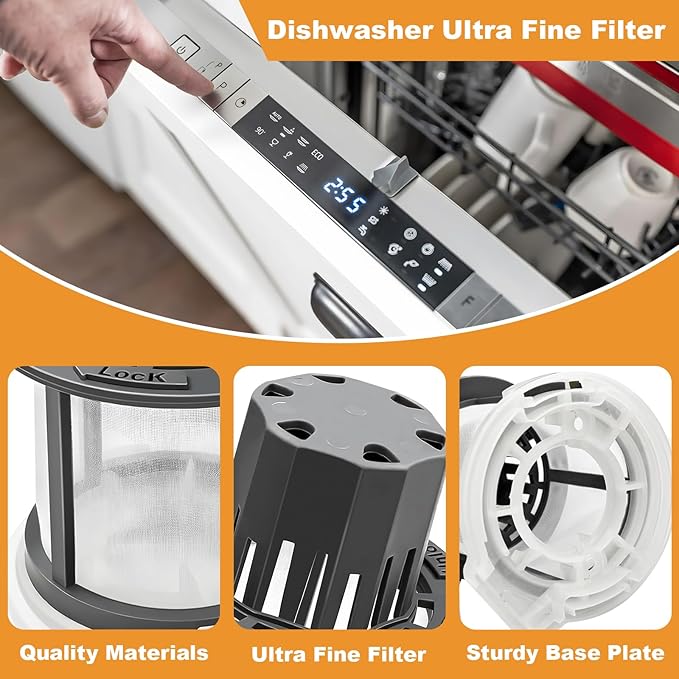 WD49X24057 Dishwasher Ultra Fine Filter Kit Replacement, Compatible With GE Dishwashers WD12X10416 WD12X20107 WD12X21976 WD12X22560 WD12X23736 WD12X20340 WD12X21676 WD12X20549
