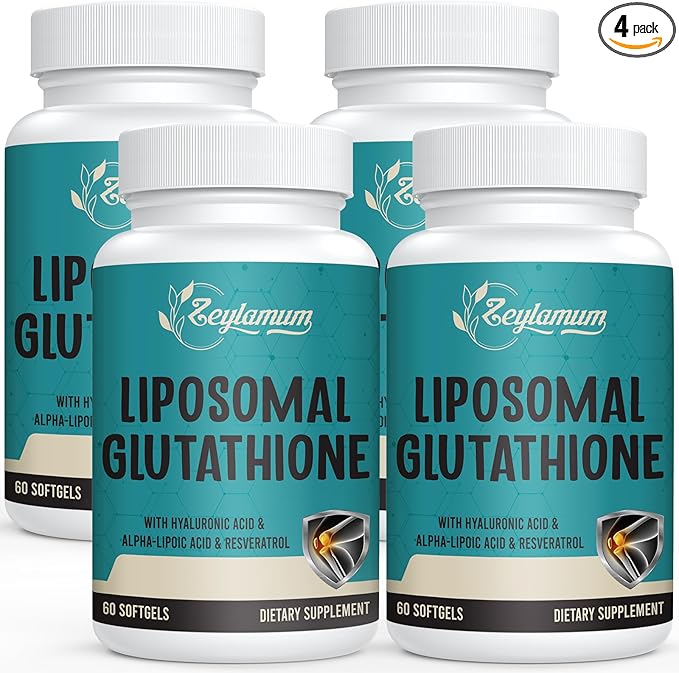 2400 MG Liposomal Glutathione Softgels, Max Absorption, Active Form L-Glutathione Reduced (GSH), with Hyaluronic Acid, Resveratrol, Master Antioxidants for Detox, Brain, Immune System, 240 Softgels