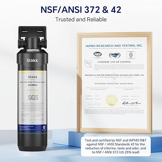 Stokk UR30 Under Sink Water Filter, Reduces Chlorine Bad Taste & Odor, 16000 Gallons Under Counter Water Filter Direct Connect to Kitchen Faucet, NSF/ANSI 42&372