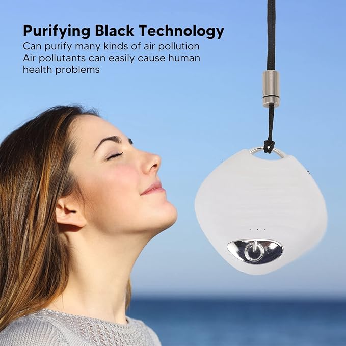 Air Purifier Necklace, 5V Portable Ionizer Rechargeable Ion Air Purifier Simple to Use Air Filter Device Necklace Purifier for Home Car with USB Cable 2x2x0.6inch