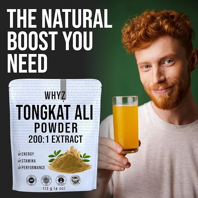 WHYZ Tongkat Ali Powder 113g, Pure Longjack 200:1 Extract Eurycoma Longifolia Supplement Powder for Increased Physical Performance and Well-Being, Longjack Tongkat Ali for Men and Women, 323 Servings