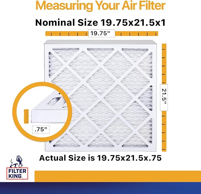 Filter King Air Filters 19.75x21.5x1 | 12 Pack | MERV 13 | HVAC Pleated AC Furnace Filters | Air Purifier | Replacement Filters for Clean, Healthy & Fresh Environment| MADE IN USA