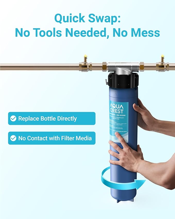 AQUA CREST W03AK Whole House Water Filter, Well Water Filter Replacement for Aqua-Pure® AP917HD, Compatible with 3M® Aqua-Pure® AP903 System, 10000 Gallons, Reduces Sediment, Chlorine Taste and Odor