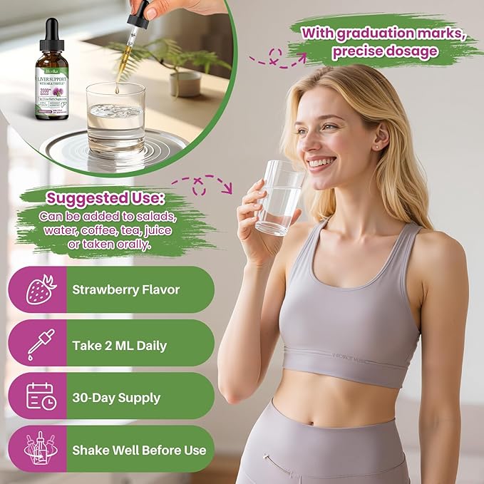Liver Cleanse Detox & Repair Liver Support Milk Thistle Drops with Glutathione, NAC, ALA, Vitamin C, Zinc & Selenium for Liver Cleanse & Defense, Immune & Skin Support - Strawberry Flavor, 2 Fl Oz