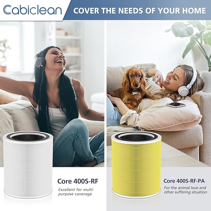 Core 400S Replacement Filter for LEVOIT Core 400S Smart WiFi Air Purifier, Core 400S-RF 3-in-1 True HEPA Activated Carbon Filter, LRF-C401S-WUS, 2 Pack, White