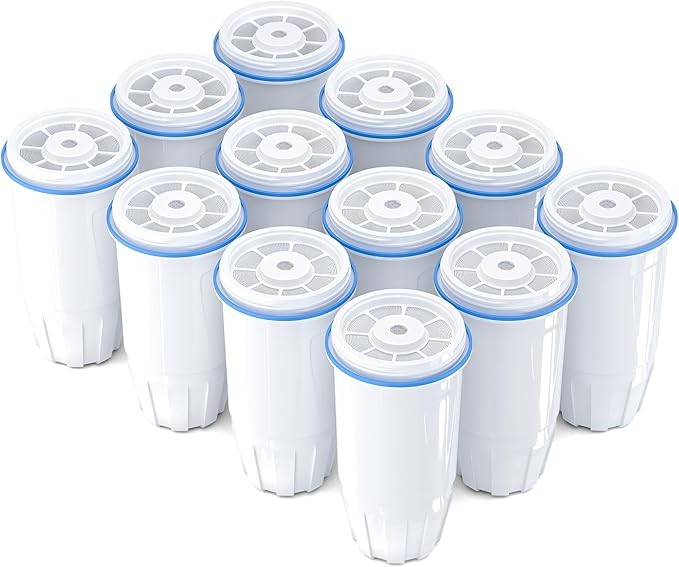 Upgraded Water Filter Replacement Fit for Zero Pitcher and Dispenser ZR-001 ZR-004 ZP-006 ZR-017, Five-Stage Filter System, Effectively Reducing Lead, Chromium, and Contaminants, 12 Packs, By BOGDA