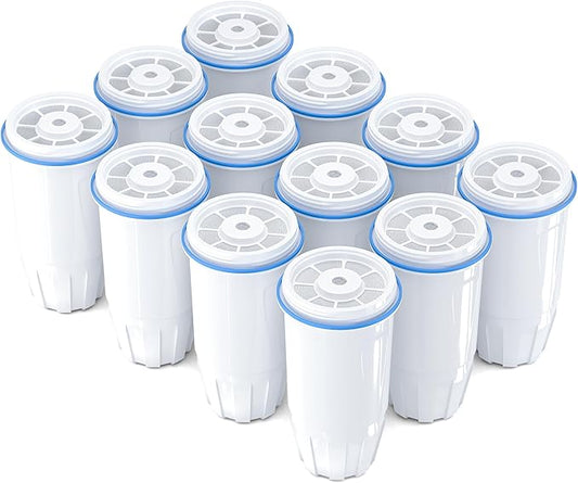 Upgraded Water Filter Replacement Fit for Zero Pitcher and Dispenser ZR-001 ZR-004 ZP-006 ZR-017, Five-Stage Filter System, Effectively Reducing Lead, Chromium, and Contaminants, 12 Packs, By BOGDA