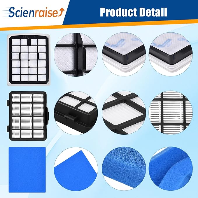 NEN186BL Filter Replacement Compatible with Eureka NEN186BL NEN180 Bagless Canister Vacuum Cleaner Replacement Parts, 2 HEPA Filters & 2 Dust Cup Filters Element, 4 Pack