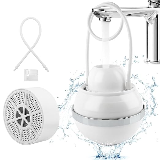 Bath Filter for Tub,Bath Water Filter for Tub Faucet with Overflow,WaterFilter Remove contaminants,Hard Water Softener,Enhances The Health of Skin, Hair, Nails(White)