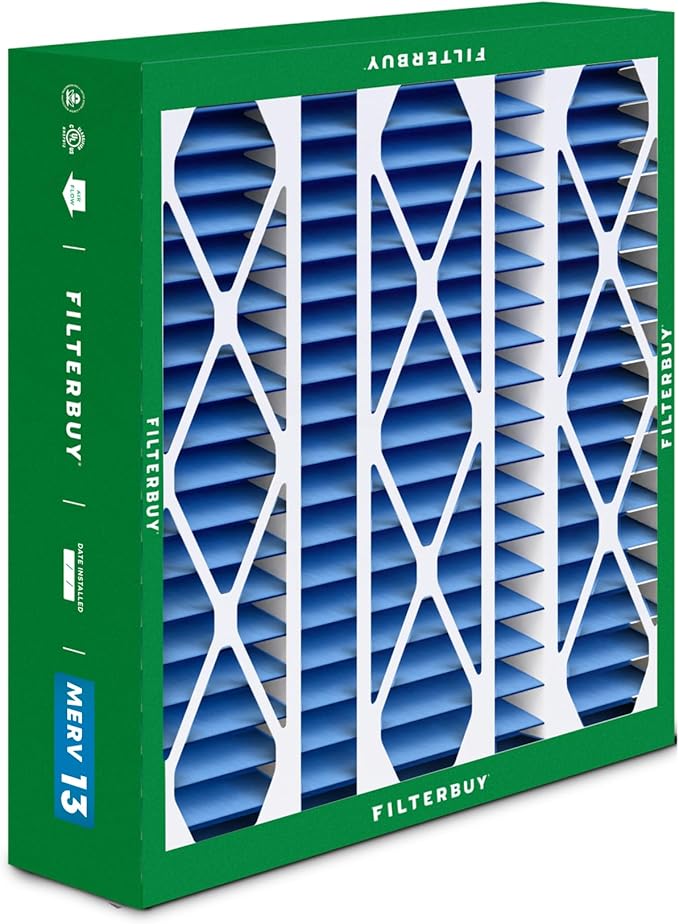 Filterbuy 20x25.25x3.5 Air Filter MERV 13 Optimal Defense (2-Pack), Pleated HVAC AC Furnace Air Filters Replacement for Aprilaire Space-Gard 102/2120 (Actual Size: 19.94 x 25.38 x 3.75 Inches)