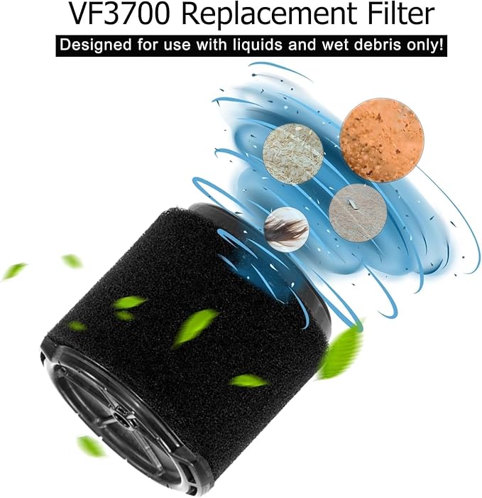 2 Pack VF3700 Filter Compatible with Ridgid 3-4.5 Gallon shop vac wet, Wet Application Foam Filter Fit WS0301VA WS0400DE WS14045