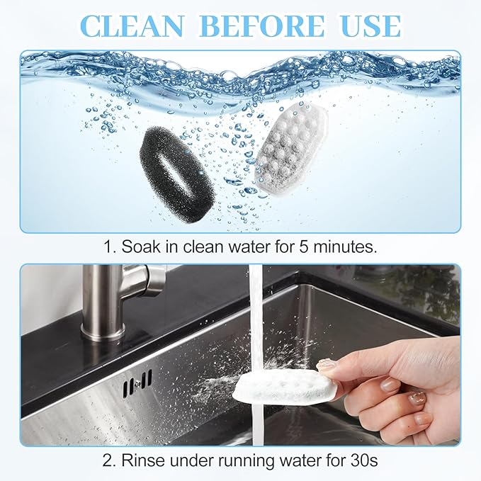 16 Pcs Cat Water Fountain Replacement Filters & Pre-Filter Sponges for Rellaty Neareal 108oz/3.2 Stainless Steel Pet Water Fountain Automatic Pet Fountain with Water Level Window