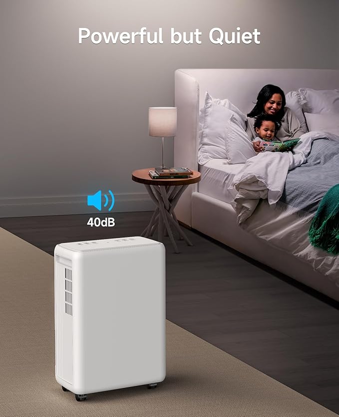 2000 Sq. Ft Dehumidifier for Basement, 30 Pint Dehumidifiers for Home, Bedroom and Bathroom, 3 Modes Dehumidifier with Drain Hose, Smart Humidity Control, 24H Timer (Off-White)