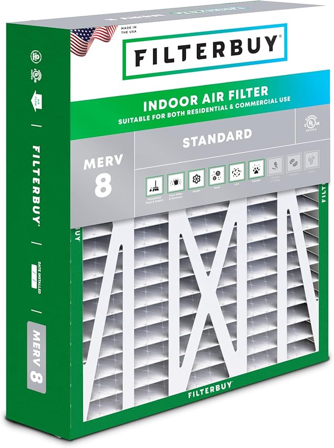 Filterbuy 20x23x5 Air Filter MERV 8 (MPR 700) Dust Defense (1-Pack), Pleated HVAC AC Furnace Filters for Bryant, Carrier, BDP, Day & Night, and Payne (Actual Size: 19.81 x 22.56 x 4.25)