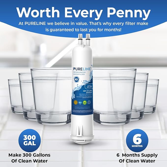 Pureline Replacement for Everydrop® Filter 3, EDR3RXD1, 4396710, 4396841 Water Filter, Kenmore® 46-9083, 46-9030 Refrigerator Water Filter