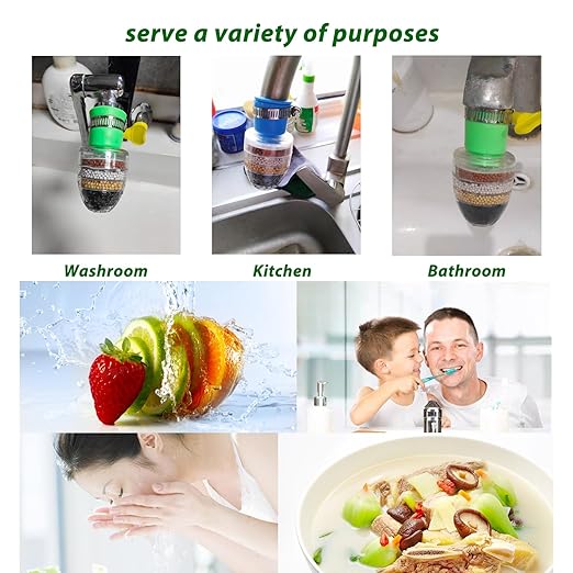 3 Pcs Faucet Water Filter,6 Layer Cartridge Activated Carbon Filters Water Filter Faucet Replacements for Sink Applicable 1/2inch - 3/4inch Faucet