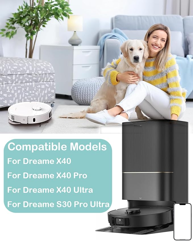 Accessories Part Kit for Dreame X40 Ultra / X40 / X40 Pro / S30 Pro Ultra Robot Vacuum, Main Brush, HEPA Filters Activated Carbon Filter, Side Brushes, Dust Bags, Wipes