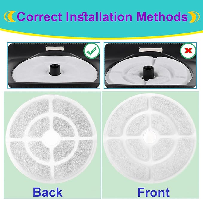 6 Pack Dog Water Filter Replacement for 2.5Gal/9.5L Dog Water Fountain,18CM Larger More Activated Carbon Cat Water Fountain Filter,Pet Fountain Filter Replacement