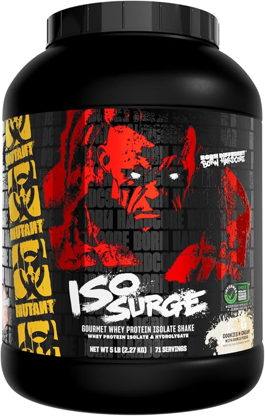 Mutant ISO Surge Whey Protein Isolate Powder Acts Fast to Help Recover, Build Muscle, Bulk and Strength, 5 lb - Cookies & Cream