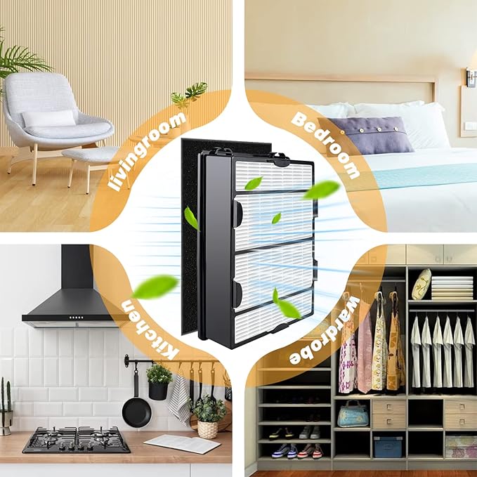 Improvedhand HAPF600 Filter Replacement for Hol-mes Air Purifier Filter B, Replace HAPF600D, HAP615, HAP625, HAP650, HAPF600D-U3, HAP725, HAP750, 106773, 4 HEPA filters and 4 carbon pre-filters