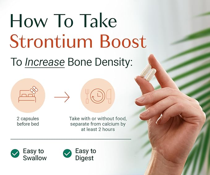 AlgaeCal - Strontium Boost, Natural Calcium Supplement for Bone Density Increase, Strontium Citrate 680 mg, Easy to Swallow for Bone Health & Bone Strength, Gluten-Free - 60 Veggie Caps- Made in USA