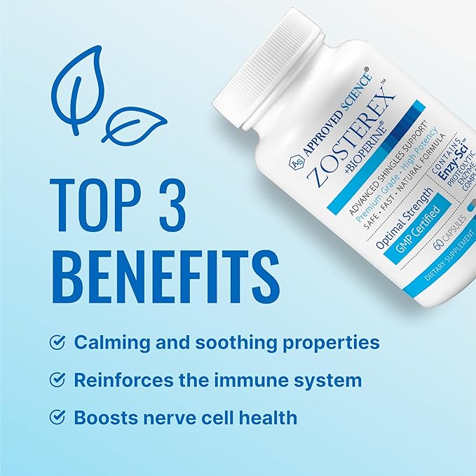 Approved Science Zosterex - Immune Support - L-Lysine 1000 mg, Vitamin B Blend, Mushroom Blend - 60 Capsules