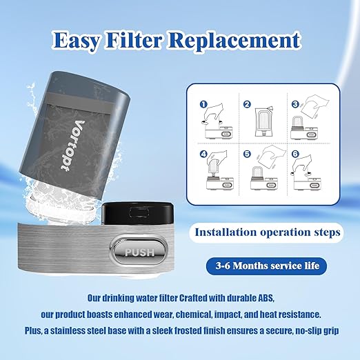 Faucet Water Filter for Sink, Rapid Flow - 400 Gallons Faucet Mount Water Filtration System for Tap Water, NSF Certified Reduces Chlorine & Bad Taste with 2 Replacements, T1