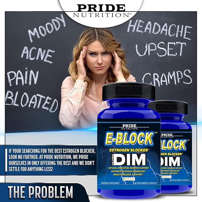 E-Block DIM Supplement 700MG Extra Strength Estrogen Blocker | Hormone Balance for Men and Women | M e n o p a u s e, Acne, Hot Flashes Relief, PCT & P r o s t a t e Support 60 Ct.