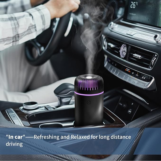 Generic Car Humidifier Aromatherapy Essential Oil Diffuser USB Mist Mini Portable for Car Home Office Bedroom, 100ML, Black